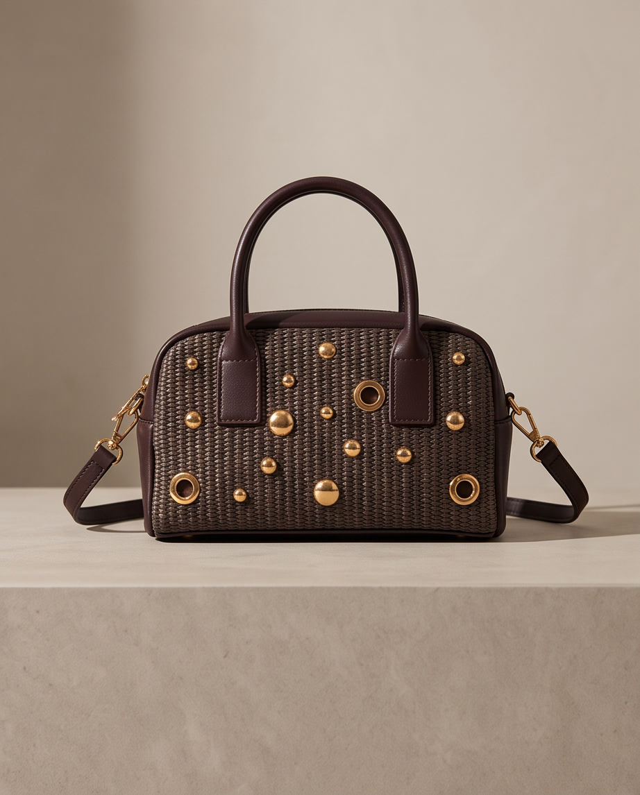 Bolso marrón tachuelas