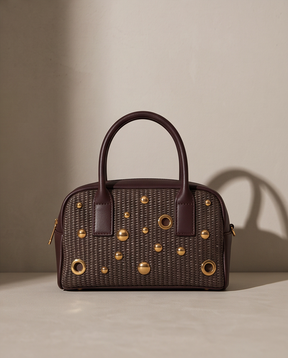 Bolso marrón tachuelas